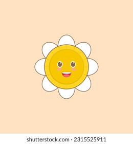 coin mascot with flower head vector. cartoon character illustration