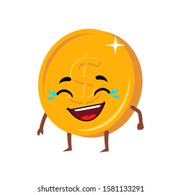 Coin mascot laughing character template