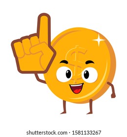 Coin mascot number one finger character template