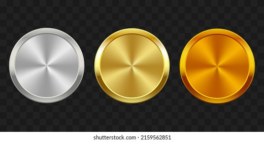 Coin, medal, banner vector icon set