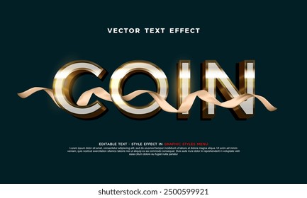 Coin metal texture 3d vector text effect