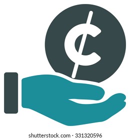 Coin Micropayment vector icon. Style is flat bicolor soft blue symbol, rounded angles, white background.