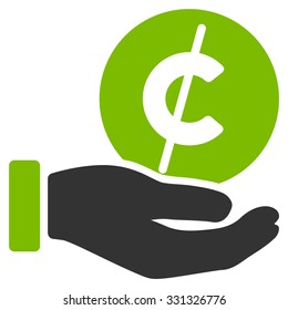 Coin Micropayment vector icon. Style is flat bicolor eco green and gray symbol, rounded angles, white background.
