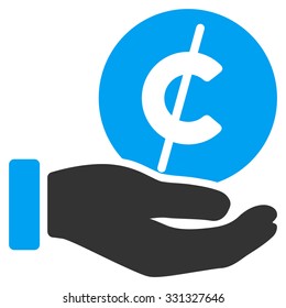Coin Micropayment vector icon. Style is flat bicolor blue and gray symbol, rounded angles, white background.