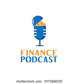Coin and Microphone for Finance Cash Financial Money Podcast Broadcast Logo Design