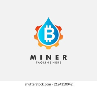 Coin miner service logo template. Initial letter B logo isolated gear Block chain, finance symbol. financial company, logo vector coins and money.