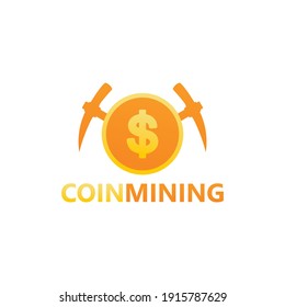 Coin mining logo template design