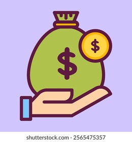 coin money bag icon clipart illustration