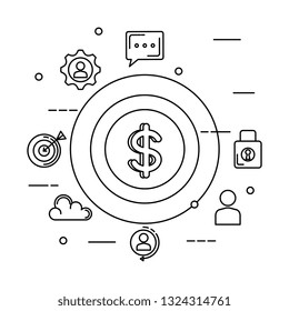 coin money with business icons