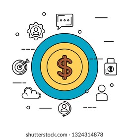 coin money with business icons