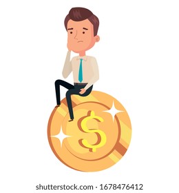 coin money with businessman isolated icon vector illustration design