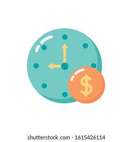coin money dollar with time clock vector illustration design