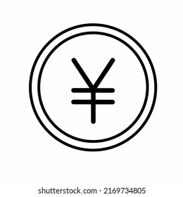 Ilustración vectorial de icono plano de moneda. Moneda como símbolo de moneda. Icono de la línea delgada con signo de yen. Moneda japonesa.
