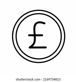 Coin Money Flat Icon Vector Illustration. Coin As Currency Symbol. Coin Thin Line Icon With Pound Sign. Great Britain, Uk Currency.