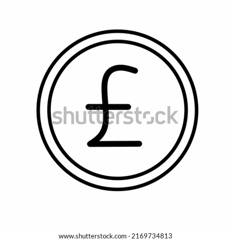 Coin money flat icon vector illustration. Coin as currency symbol. Coin thin line icon with pound sign. Great britain, uk currency.