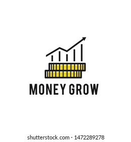 Coin money growing graph logo, icon isolated. Business, finance concept