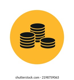Coin or money icon. Business, finance or bank symbol. A stack of coins is an attribute of wealth. Isolated vector illustration on a white background.