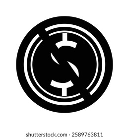 Coin Money Icon. Dollar Coin. Illustration of Coins With Forbidden Symbols. No coin payments. no cash payment.