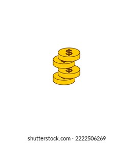 juego de iconos de moneda de moneda, símbolo del signo de diseño plano conjunto de vector de moneda