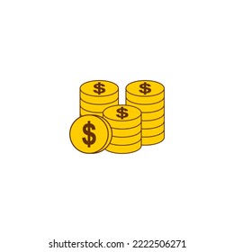 coin money icon set, coin money vector set flat design sign symbol