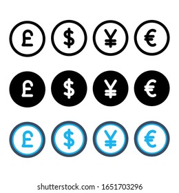 Coin money icons, vector designed in line, solid, fill color style