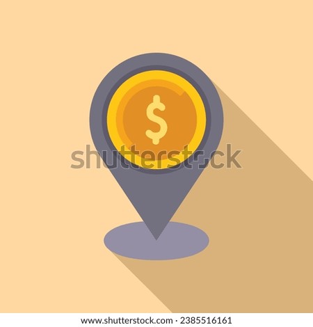 Coin money location icon flat vector. Sign change cash. Change atm