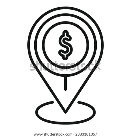 Coin money location icon outline vector. Sign change cash. Change atm