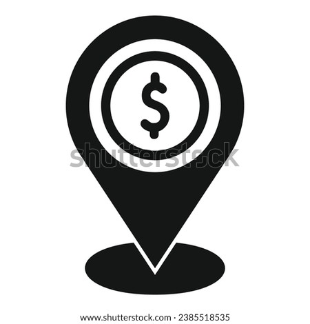 Coin money location icon simple vector. Sign change cash. Change atm