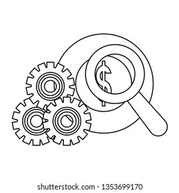 coin money magnifier gears