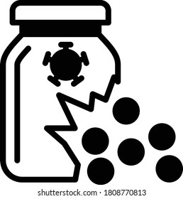Coin Money Savings.  Broken Glass Jar Due to Coronavirus outbreak concept vector Glyph icon design. Bankruptcy and financial crisis symbol on white background, Personal Finance Symbol