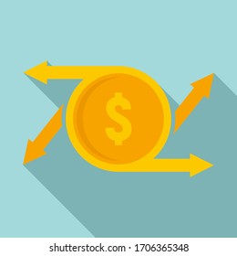 Coin money transfer icon. Flat illustration of coin money transfer vector icon for web design