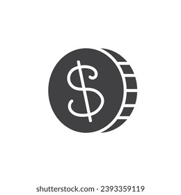 Coin money vector icon. filled flat sign for mobile concept and web design. Dollar coin glyph icon. Currency symbol, logo illustration. Vector graphics
