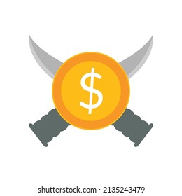 coin money vector with knife