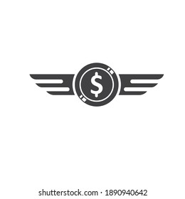 diseño de ilustraciones vectoriales de las alas de dinero de la moneda