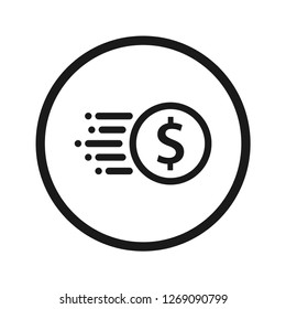 Coin with motion icon. Simple line icon. Isolate on white background. Vector.