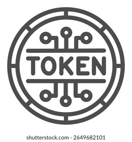 Coin of non fungible token line icon, NFT multiverse concept. Vector graphics. Defi coin, in game currency sign on white background, outline style icon for mobile or web design