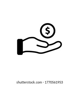 Coin on hand icon vector simple design