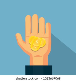 The coin on the hand .Vector design for business finance.