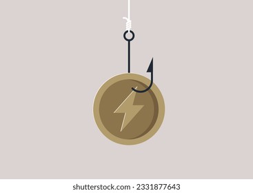 A coin on a hook, a financial market fraud, white collar crime