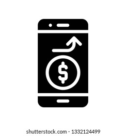 Coin on mobile screen vector, Digital marketing solid design icon
