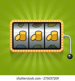 Coin on the slot machine. Vector illustration