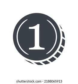 Coin - one - award - winner - vector icon