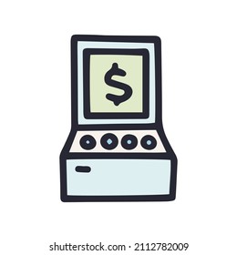coin operated gaming machine color vector doodle simple icon