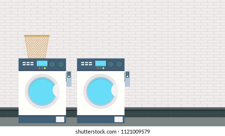 Coin operated washing machine vector. free space for text. wallpaper. background.