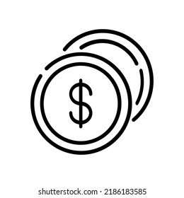 Coin Outline Vektorsymbol für Webzeichen