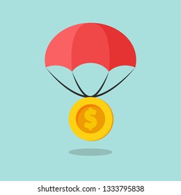 coin and parachute vector. symbol. logo design.
