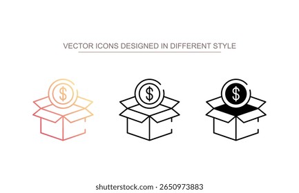 Projeto de ícone de pacote de moedas com fundo branco ilustração de estoque