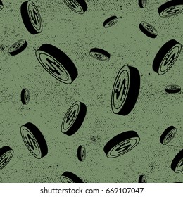 Coin pattern black. Wealth pattern monochrome.