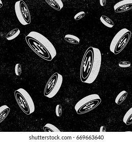 Coin pattern black. Wealth pattern monochrome.