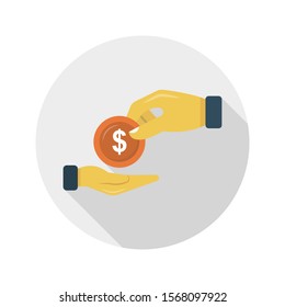 coin pay vector flat colour icon 